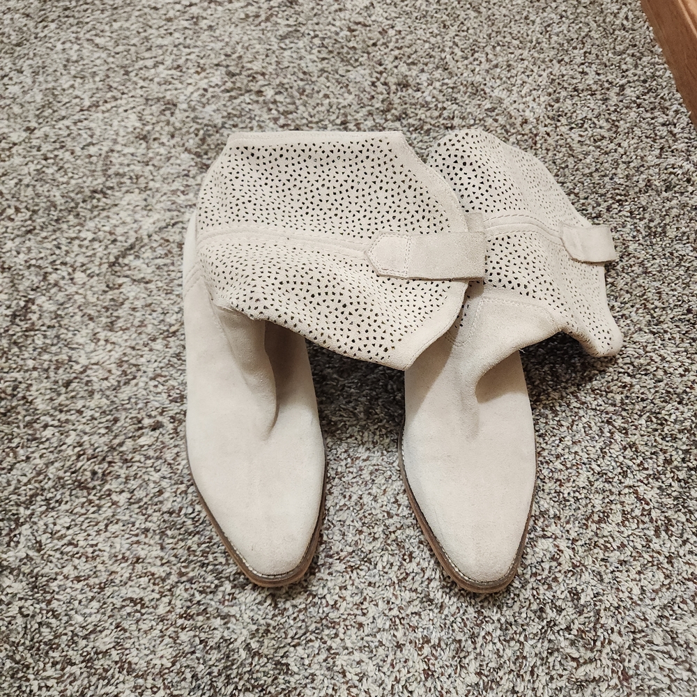 BCBGeneration Cream Perforated Cowgirl Boots